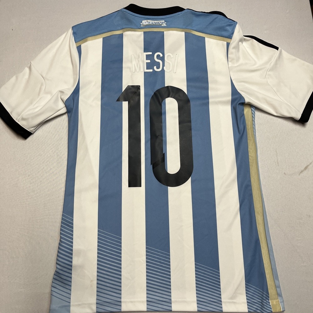 Adidas 2014 Messi Argentina Soccer Football Jersey S Home Blue White AFA Patch - Picture 5 of 9